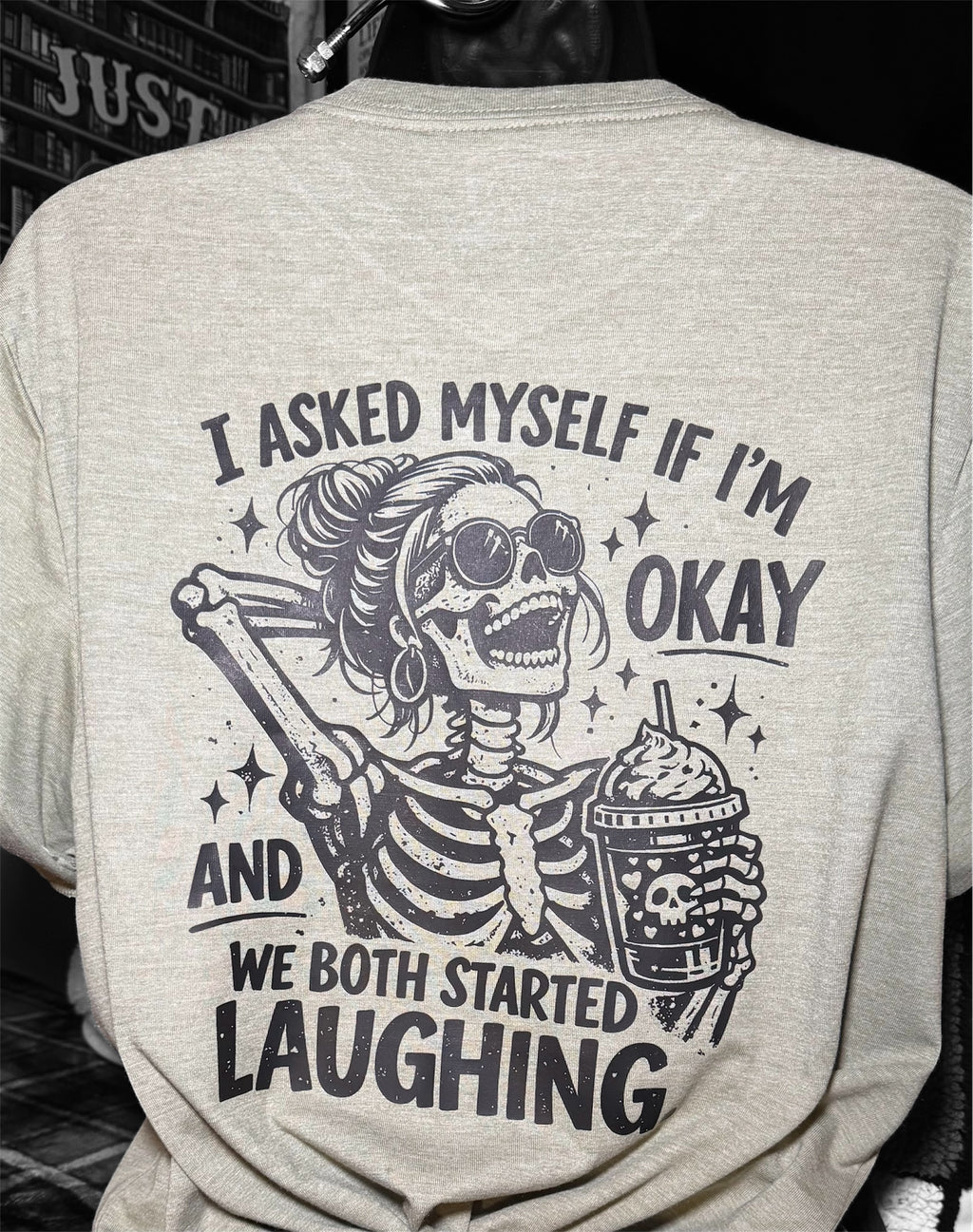 I asked myself if I'm ok" Funny V-neck t-shirt/ mental health humor tee